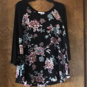 Black floral blouse
